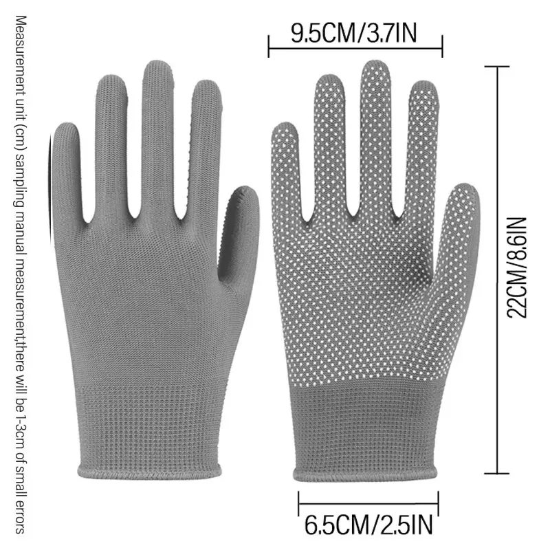 3 Pairs Of MaoZheng Grey Nylon Non-slip Dot Bead Breathable Wear-resistant Work Gloves Electrician Work Maintenance Gloves