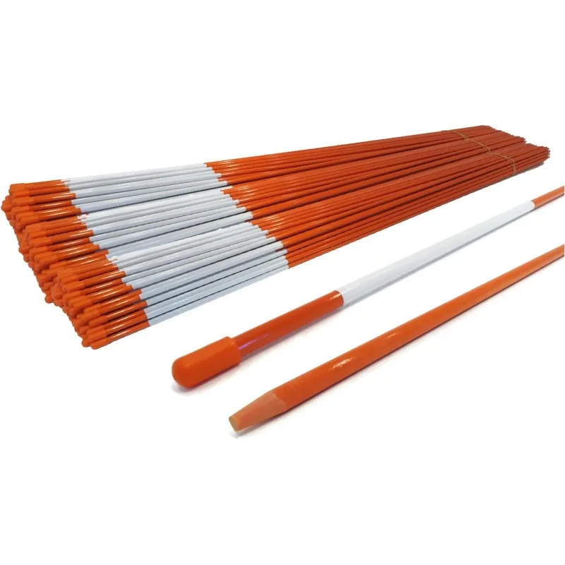 Pack of 1000 - Driveway Markers, Snow Stakes, Plow Stakes, Orange Reflective Fiberglass, 1/4