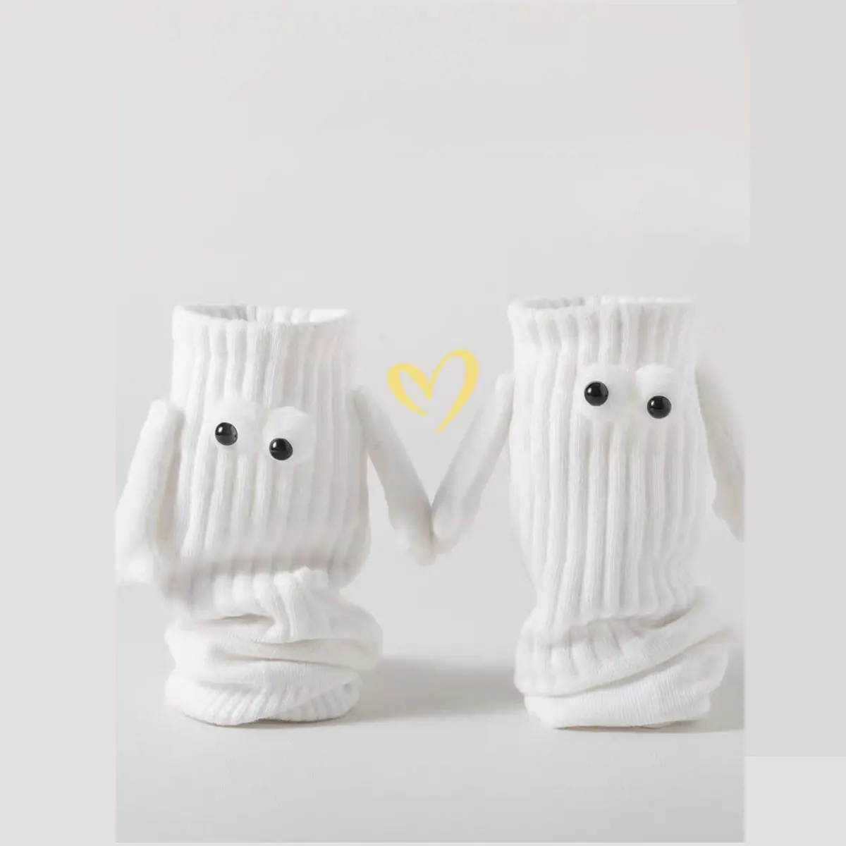 1 pair of new hand-in-hand socks, mid tube socks, quirky and personalized three-dimensional socks, couple socks