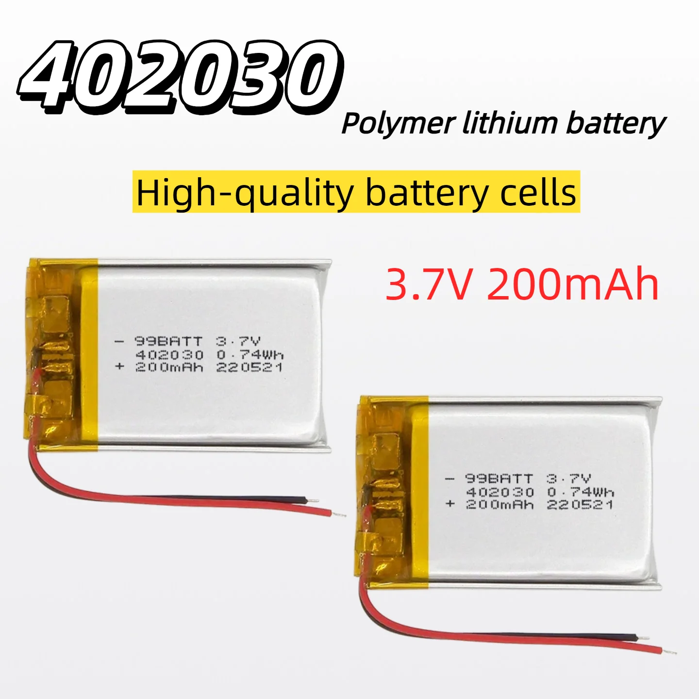 

3.7V200mAh 402030 Rechargeable Polymer Battery Built-in Protection Board For Bluetooth Earbuds Humidifying Device Remote Control