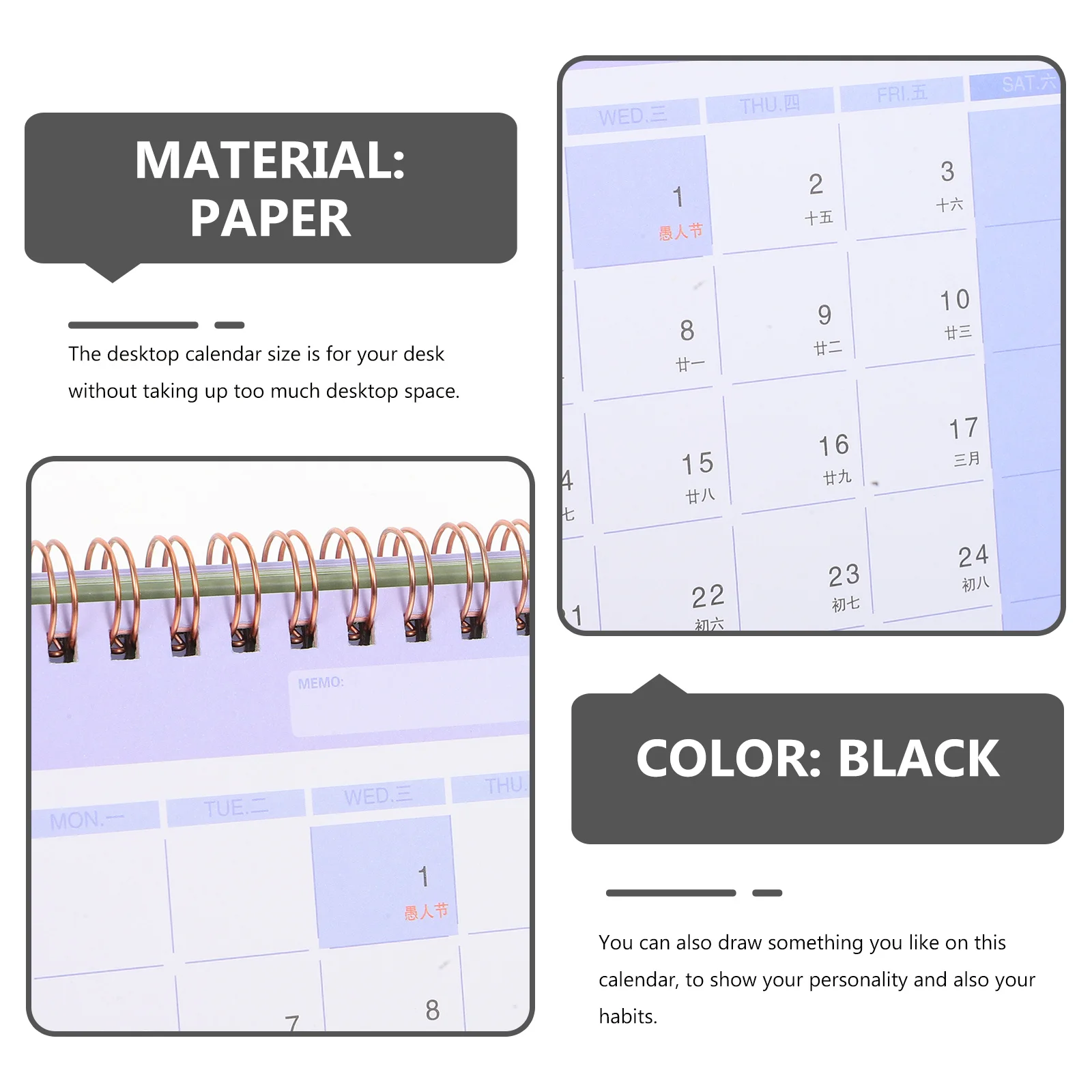 2026 تقويم مكتبي صغير قابل للطي مخطط شهري للمكتب والمنزل وإدارة الوقت وسطح كتابة سلس وتصميم أنيق #3