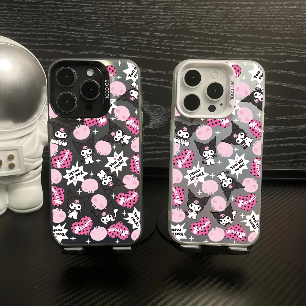 Cute Cartoon K-Kuromis Phone Case IMD Color Silver Shell For IPhone 16 15 14 13 12 Pro Max Plus