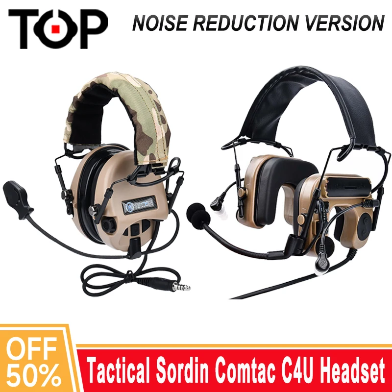 

Тактическая гарнитура C4U для страйкбола, наушники для охоты и стрельбы, 80-децибел, наушники с звукоснимателем и шумоподавлением Kenwood PTT