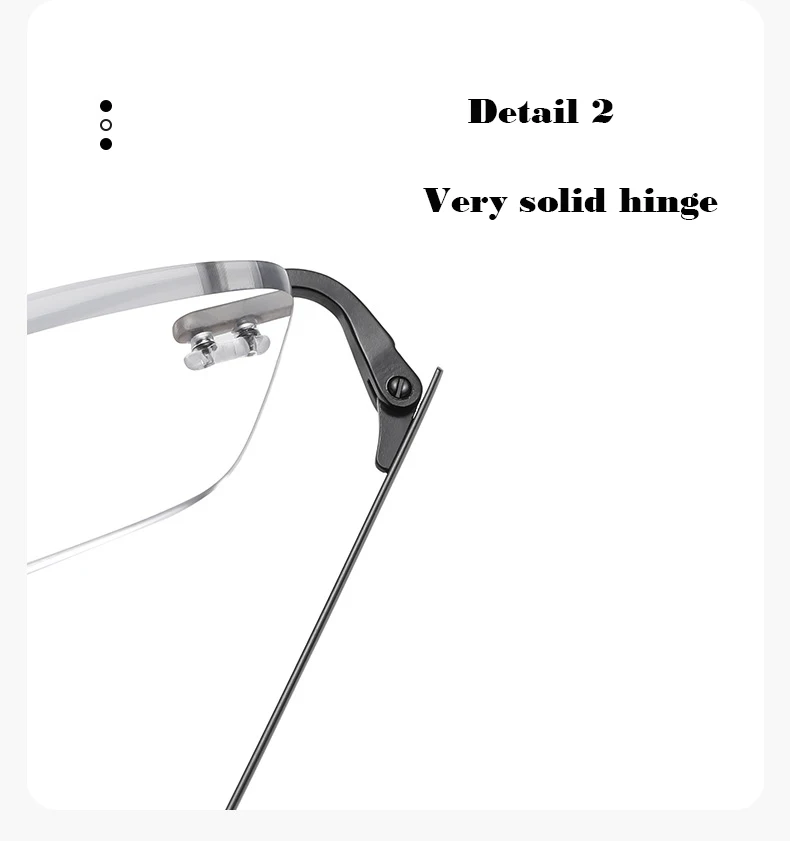 Ultra Licht Tr90 Randlose Progressive Multifokale Lesebrille Männer Frauen Titan Rahmen Anti Blau Licht Presbyopie Brillen – Detail 7