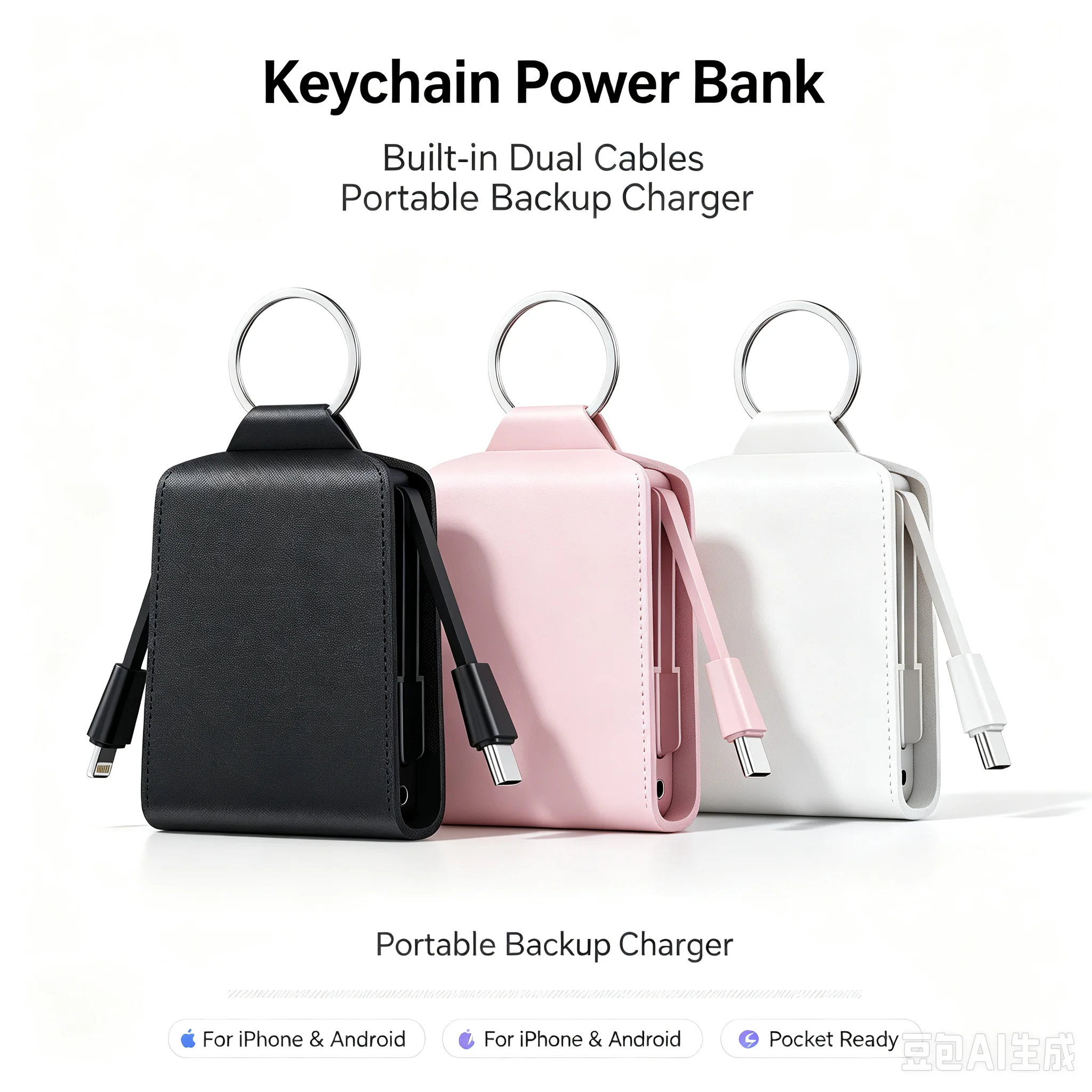 Mini Keychain Power Bank Emergency Portable Charger External Battery Pack 2000mAh for IPhone 17 Samsung Huawei Xiaomi Powerbank