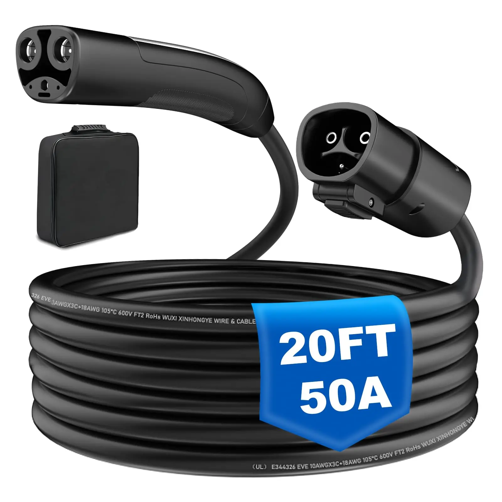 

NACS EV Extension Cable, 20ft 50A EV Charger Extension Cord Compatible With Model 3/Y/X/S/CT, High Powered TSL Wall Connector