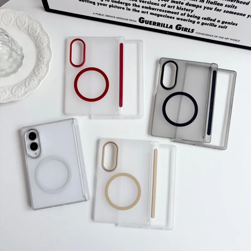 VanTaCase Matte Frosted Magnetic Ring Case for Samsung Z Fold 8 Ultra 8/7/6/5, Semi-Transparent Slim Protective Cover