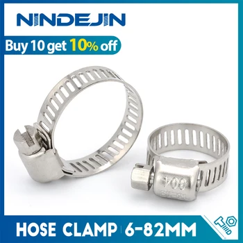NINDEJIN 3-10 adet hortum kelepçesi ayarlanabilir 6-311mm paslanmaz çelik sonsuz dişli hortum klip hortum kilit su borusu sıhhi tesisat için