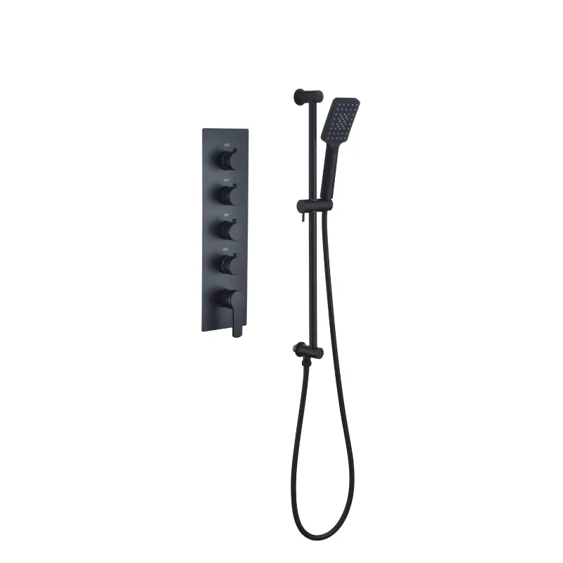 

Wall Mount Blender Bathroom Swirling Water Bath Rain Waterfall Matte Black Shower Set