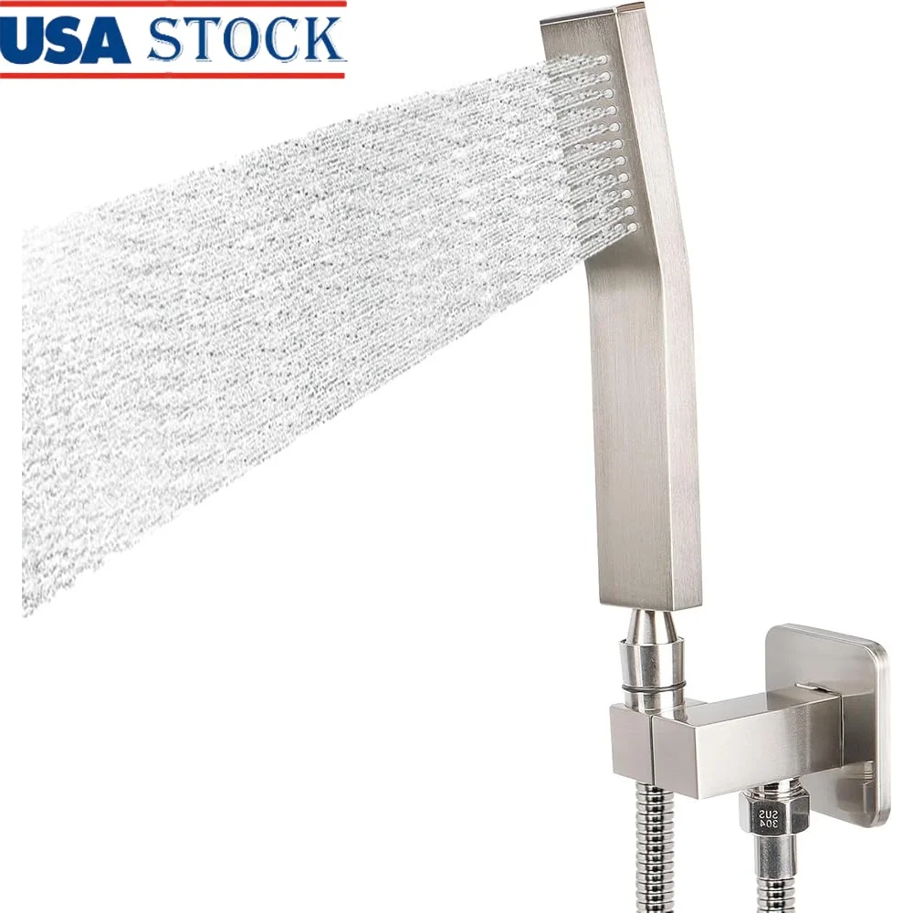 

Набор ручной душевой насадки высокого давления из латуни со шлангом из нержавеющей стали длиной 5 футов и настенным соединителем для ванной комнаты