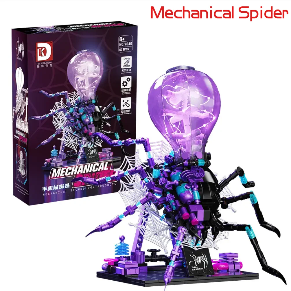 

Новинка 2026 года: Динамичный полумеханический робот-паук (меха-модель) из 573 деталей DK7040 — развивающий конструктор-головоломка для подарков на день рождения