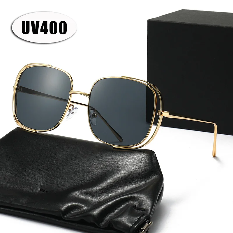 

2026 New Arrival Trendy Sunglasses Versatile Square-Frame Metal Sunglasses with Openwork Design and UV Protection Travel Eyewear