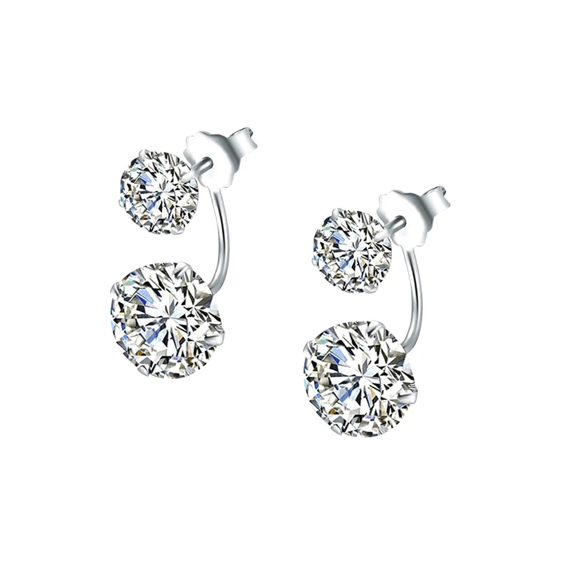 MODIAN Earrings 2021 925 Sterling Silver Clear Cubic Zirconia Ear Jacket for Women Wedding Statement Crystal Fashion Jewelry