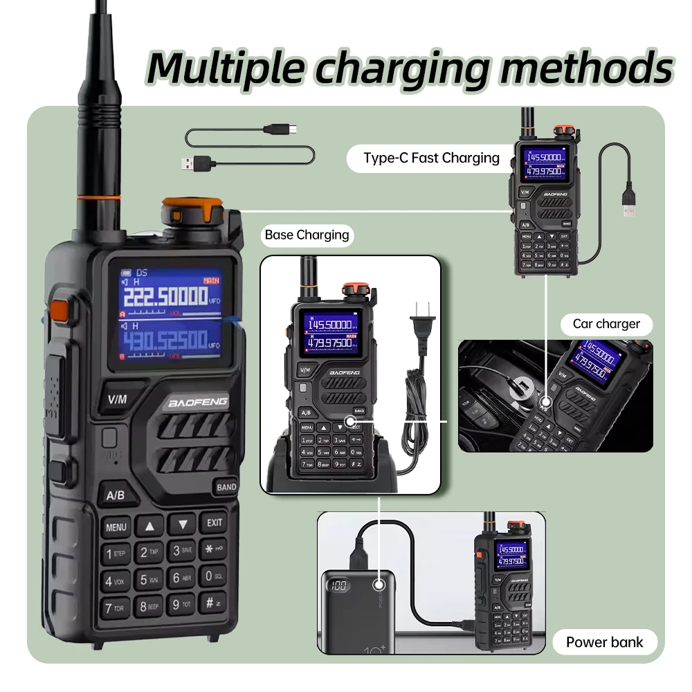 1/2 قطعة Baofeng UV-K5PLUS راديو الهواة 10 واط UHF/VHF هام راديو 999CH يستخدم لمسافات طويلة كونيكا جهاز الإرسال والاستقبال ثلاثي الموجات راديو السيارة