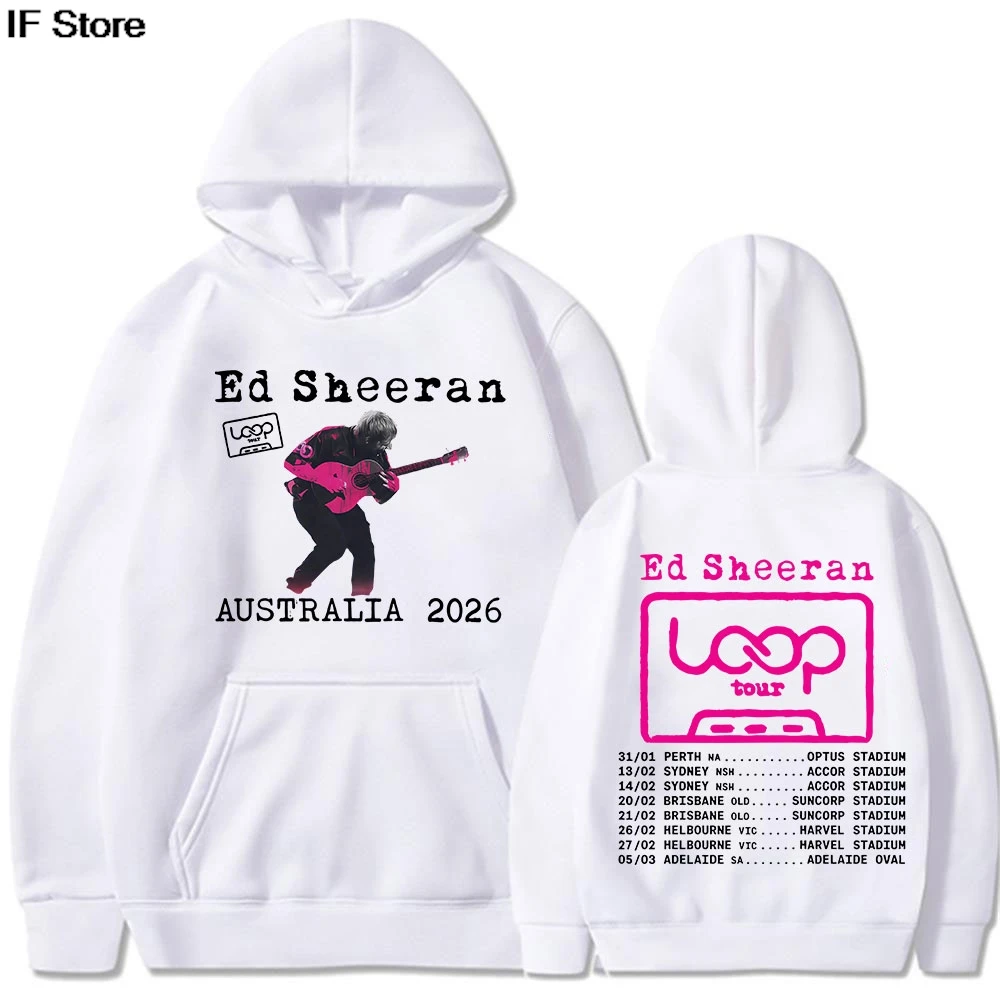 

Ed Sheeran Loop Tour Australia 2025Tour Merch Толстовка с капюшоном Подарки для фанатов Мужчины Женщины Y2K Мода Повседневная Harajuku Популярные толстовки с капюшоном