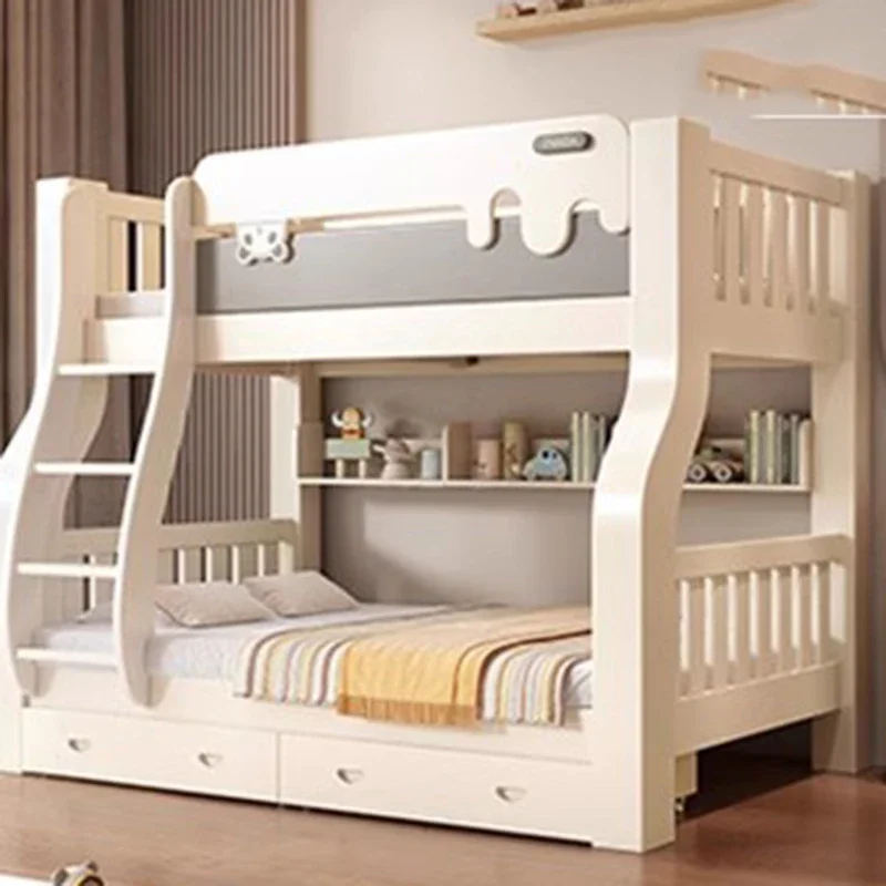 Storage Home Simple Double Bed Modern Whitr High Wooden Bedding Bed Children Human Muebles Para Dormitorio Nordic Furniture