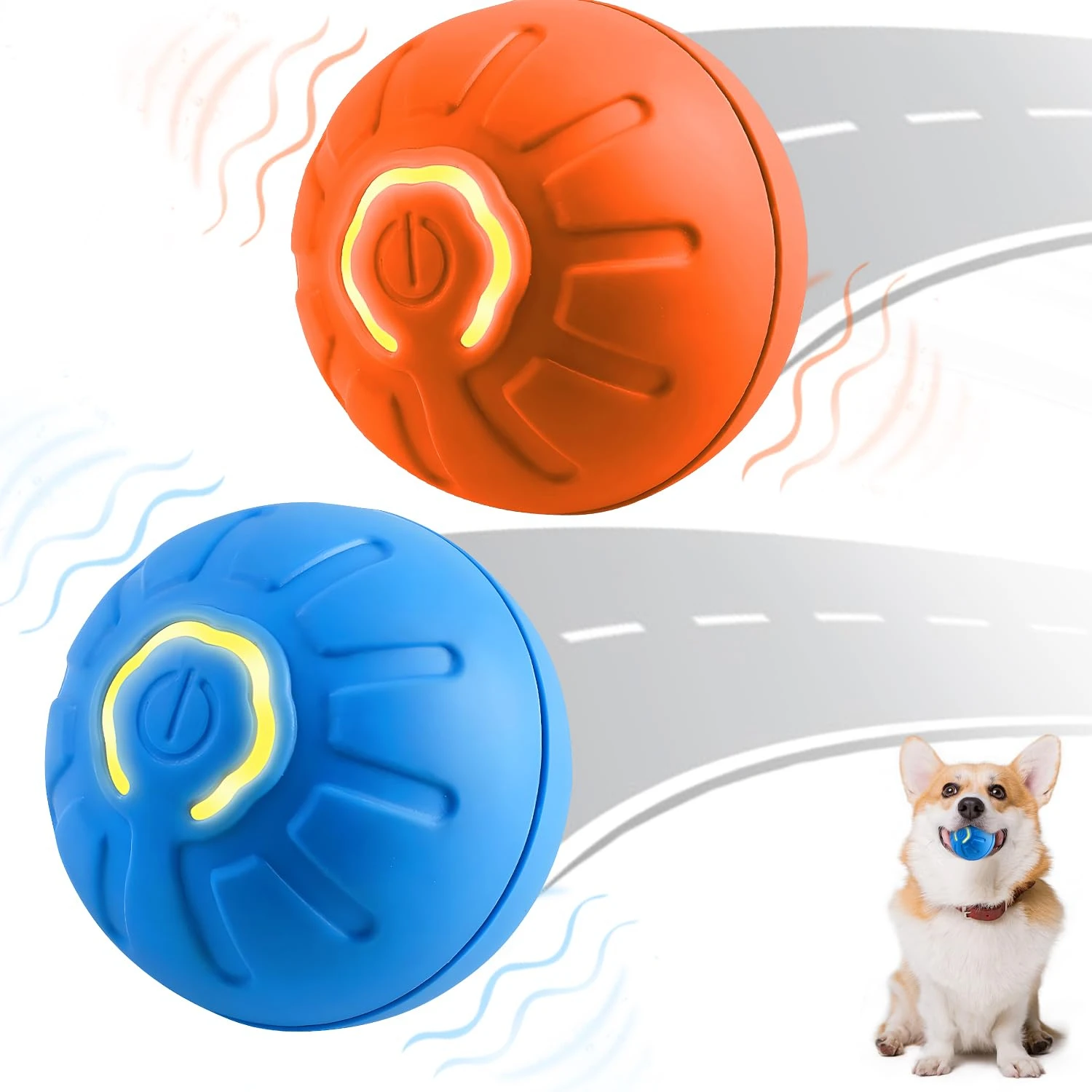 Wackelball-Spielzeug für Hunde, Interaktiver Hundeball mit Automatischer Bewegung, USB-Aufladbarer Vibrierender Hundeball