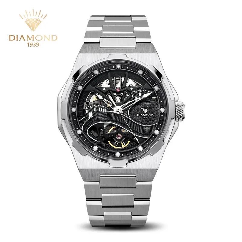 

Shanghai Watch Men's Diamond Brand Automatic Machinery Great Wall Luminous Hollow Fashion Genuine Business Waterproof P201