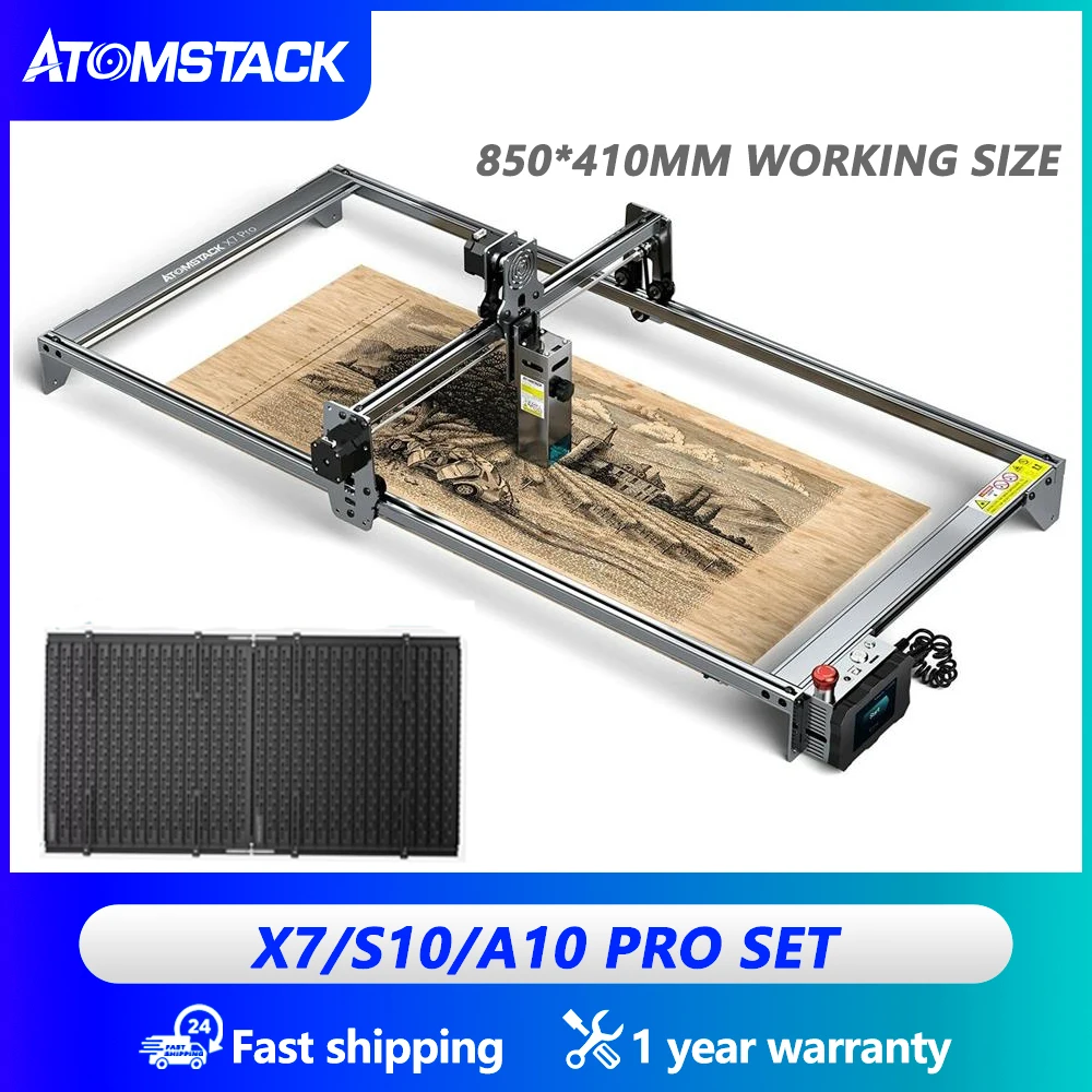 ATOMSTACK X7 S10 A10 Pro 50W Laser Cutting Machine Set 850*410mm Working Size Marble Metal Carving Wood CNC Engraving Machine