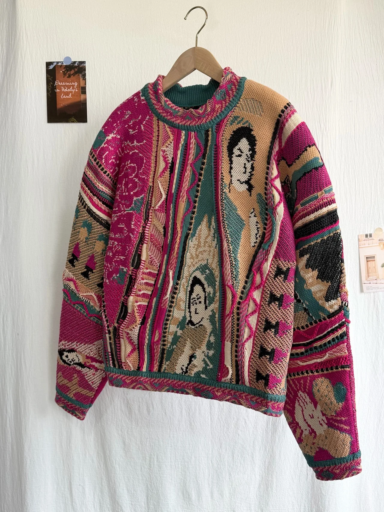 

Вязаный свитер Kapital Vintage с круглым вырезом, в стиле пэчворк, с цветовыми блоками, жаккардовый, большого размера