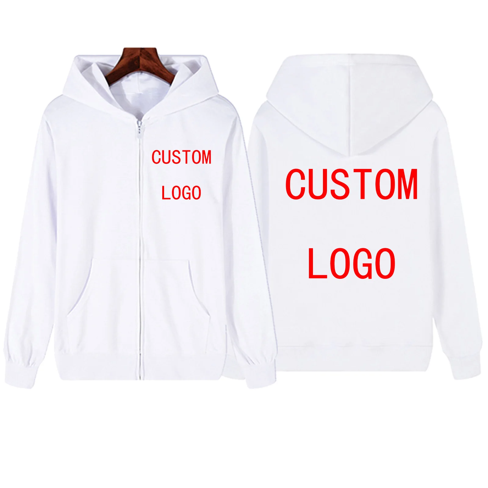 Men Women Custom Zipper Hoodie Harajuku Pullover Tops Long Sleeve Loose Casual Sweatshirts