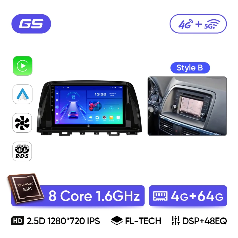 Ainavi autoradio voor Mazda CX5 CX-5 2012 2013 2014 2015 draadloze Carplay Android Auto stereo multimediaspeler WiFi 4G 2 Din