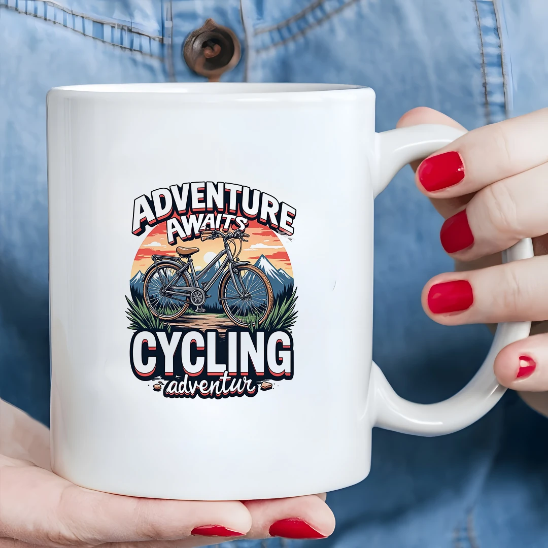 

Vibrant Cycling Adventure Mug + Outdoor Exploration Theme Cup + Kids Cycling Illustration Cup + Christmas Family Gift Cup