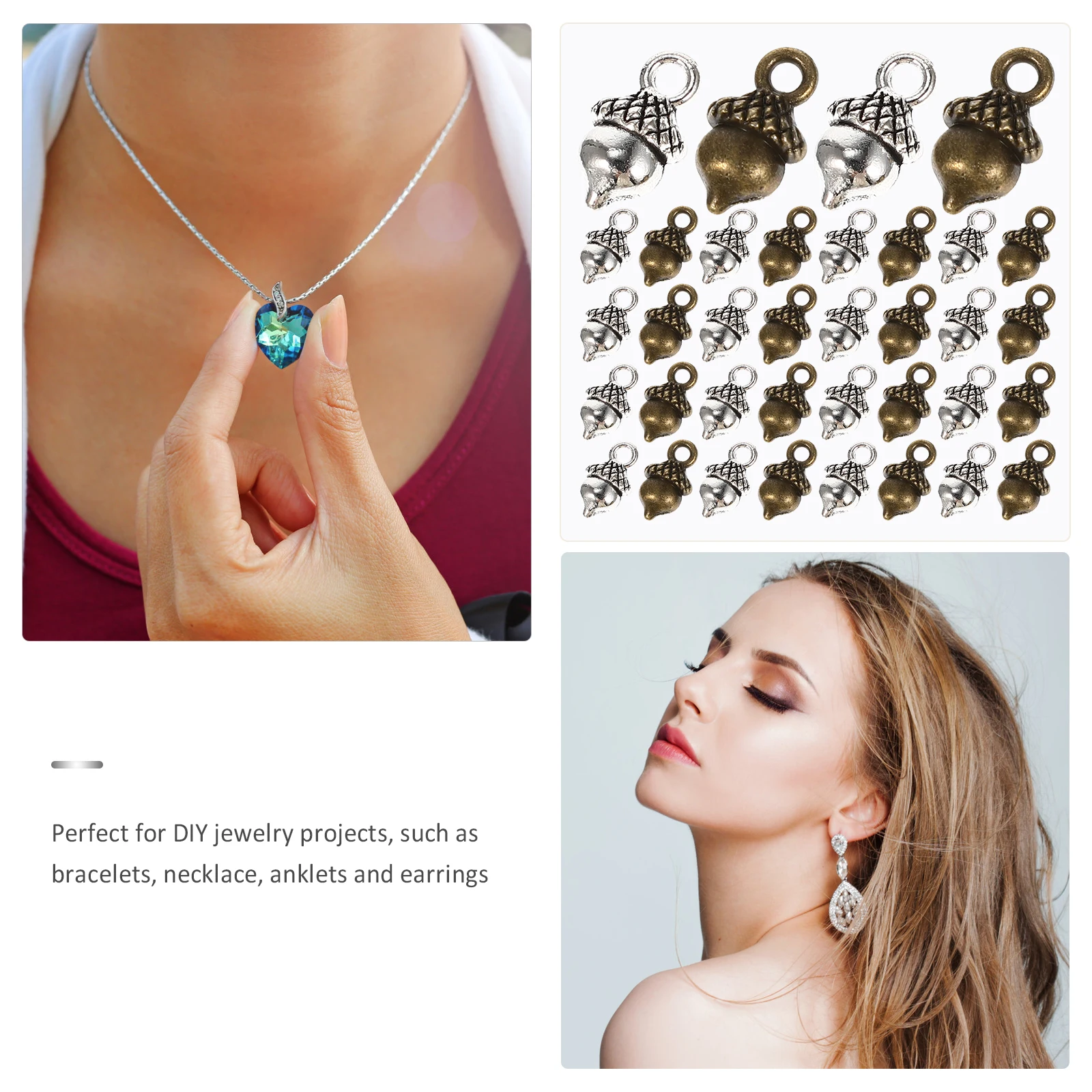 

100Pcs Xmas Acorn Pendant Alloy DIY Jewelry Supplies Bracelet Necklace Crafting Material Christmas Charms Acorn Pendant