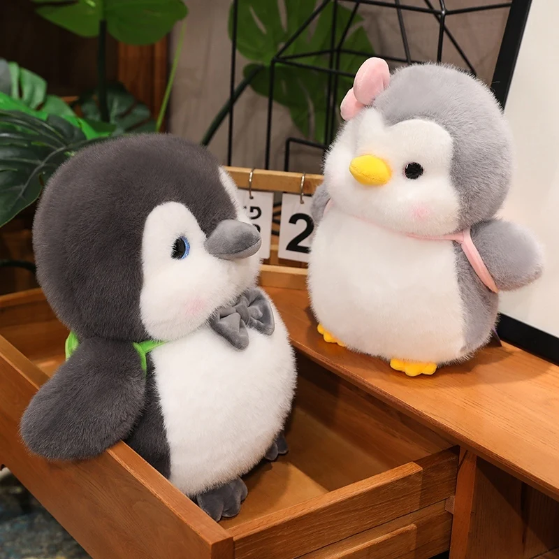 Kawaii delicado artesanal bebê pinguim série brinquedos de pelúcia macio fofo bonito pinguim boneca carregando mini mochila agradável presente