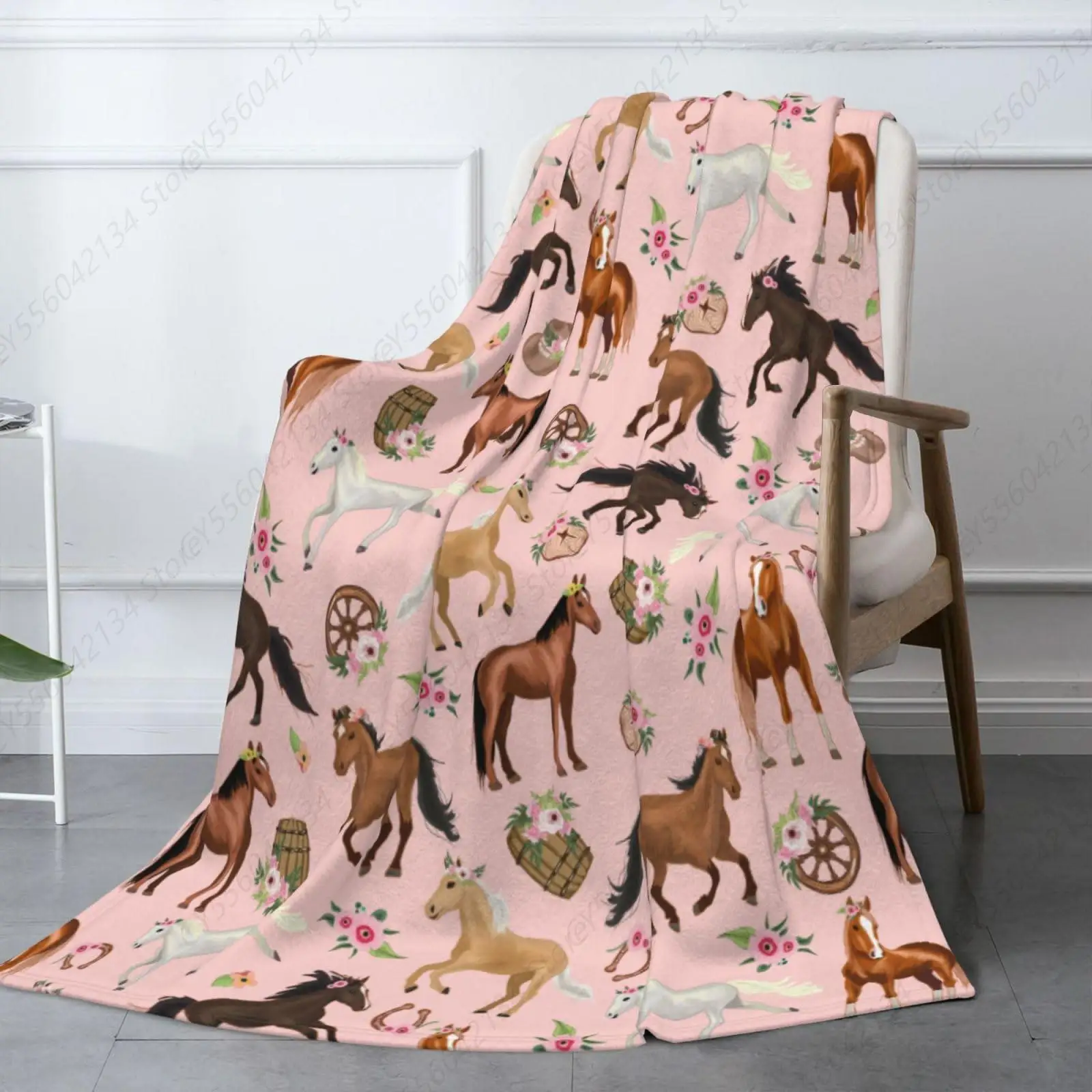 

Horse Throw Blanket 50"x40" Fuzzy Soft Cozy Horses Blankets Soft Throws Warm Lightweight Plush Fleece Throw Blanket for Kids Men