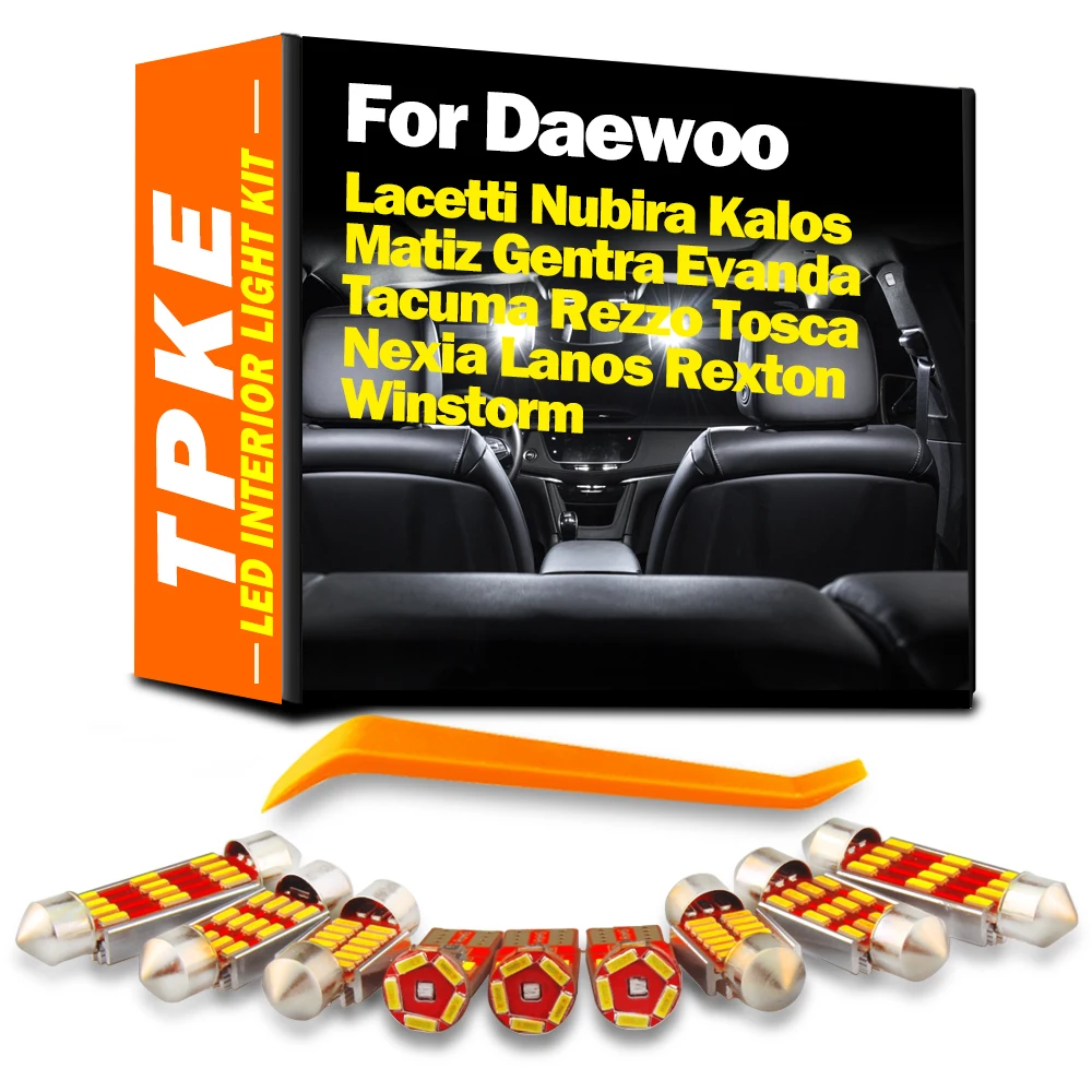 Kit de luz LED interior para Daewoo, Lacetti, Nubira, Kalos, Matiz, Gentra, Evanda, Tacuma, Rezzo, Tosca, Nexia, Lanos, Rexton, Winstorm, lâmpada do carro