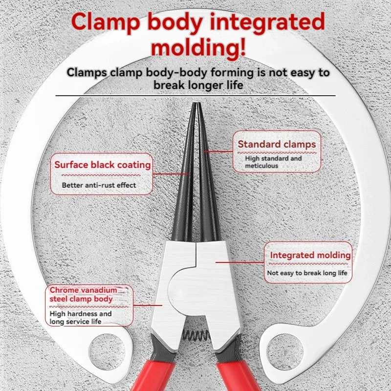 Snap Ring Pliers Internal/External Circlip Install Uninstall Kits Pointed Mouth Curved External Pliers Expansion Circlip Plier