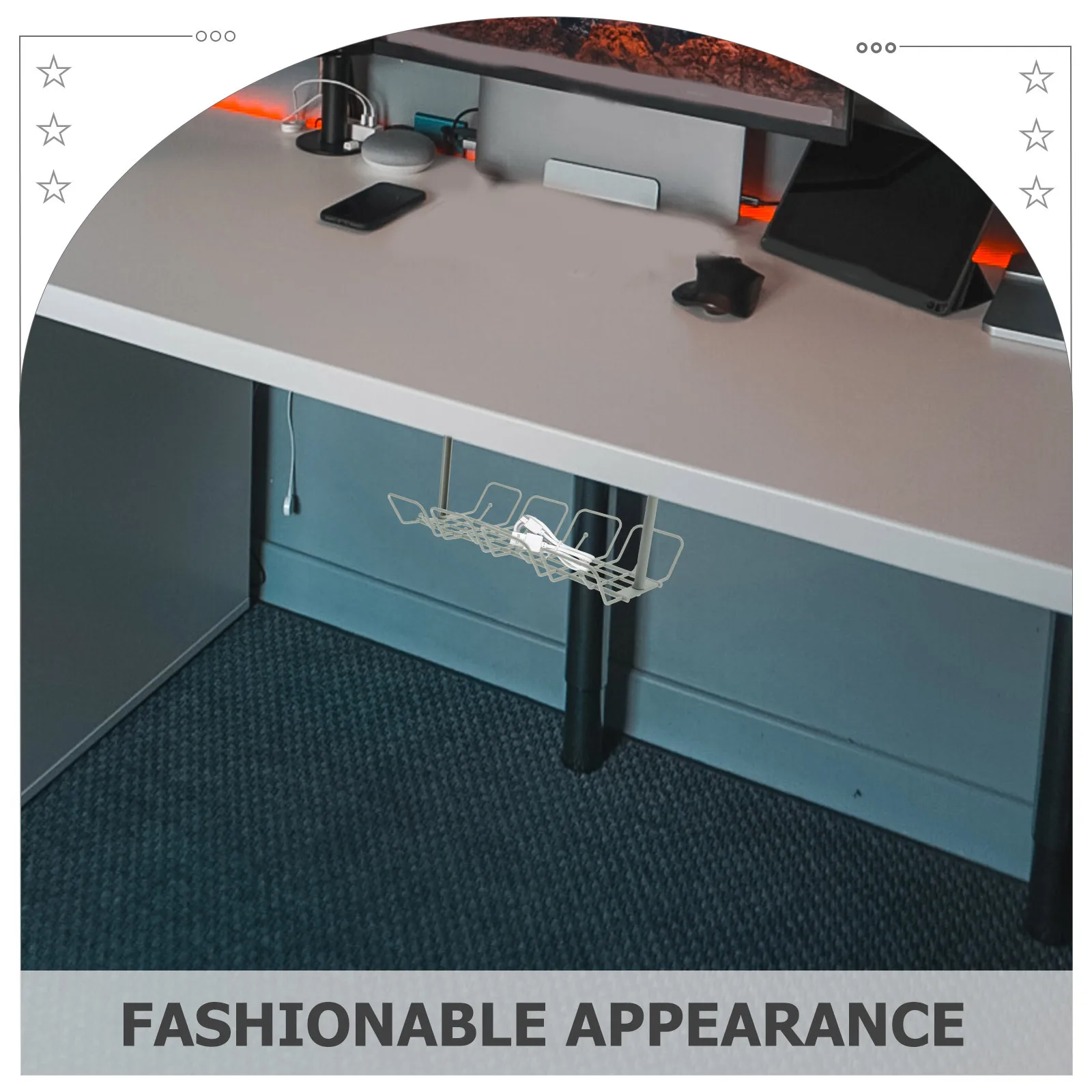 2 قطعة منظم إدارة الكبلات المكتبية تحت رف المكتب لشريط الطاقة تخزين سلك صينية إدارة الحبل لا يتطلب الحفر