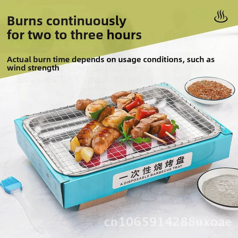 

Portable Disposable BBQ Stove Grill for Outdoor Camping Smoke-Free Fruit Charcoal Indoor Use 3-4 People Capacity Foldable Design