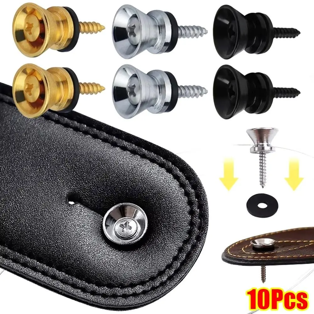 10Pcs Strap Retainer System Guitar Strap Lock Removable Security Locking Guitar Button Multi-color Metal Locking Pins