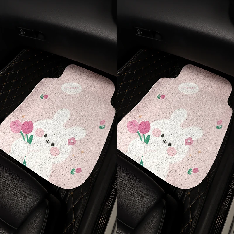 New Fashion Creative Cute Tulip Rabbit Ins Anti Dirty Protective Silk Loop Car Carpet Pad Car Interior Accessories