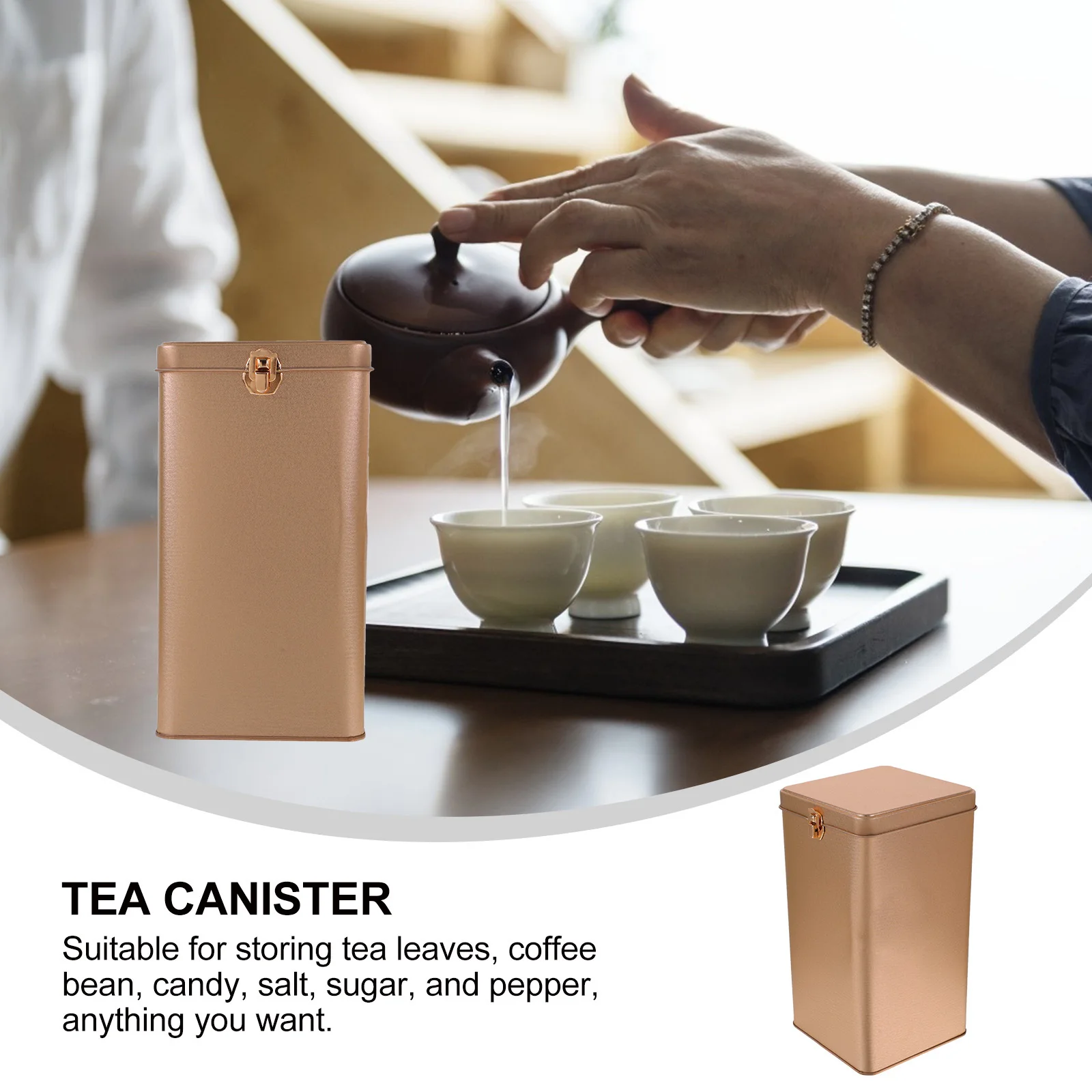 

Metal Tea Jar Airtight Storage Canister Kitchen Container for Coffee Bean Candy Leaf Snack Holder Tea Jar
