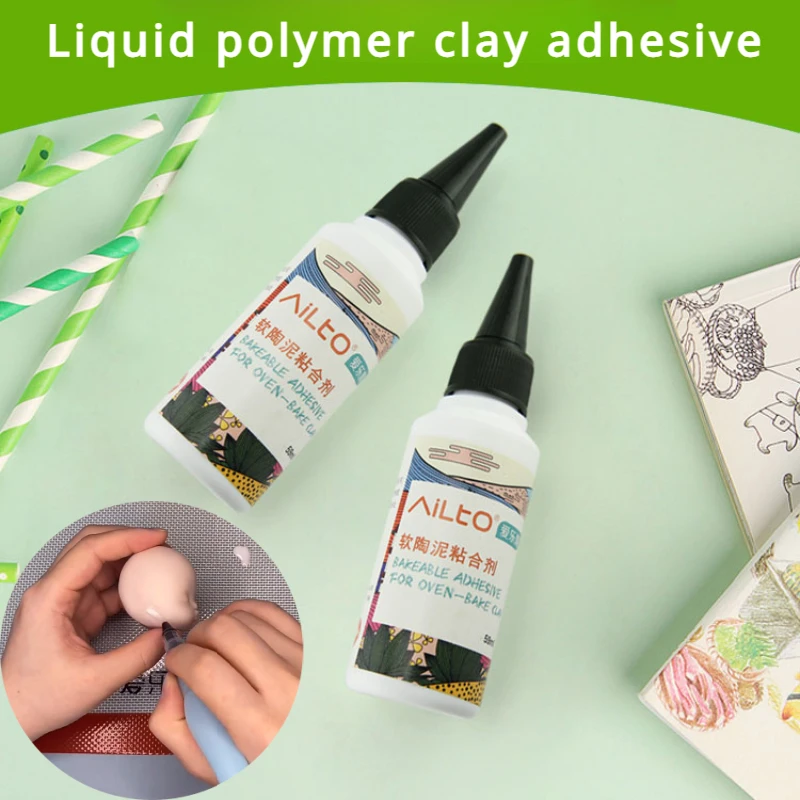 59ml/ Bottle Milky White Polymer Clay Liquid Adhesive Handwork Making Polymer Clay Nimation Cartoon Character Special Adhesive