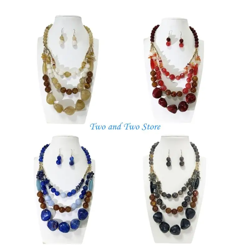 

HX6F Layering Acrylic Beaded Necklace Versatile Jewelry Piece For Neckline Accent