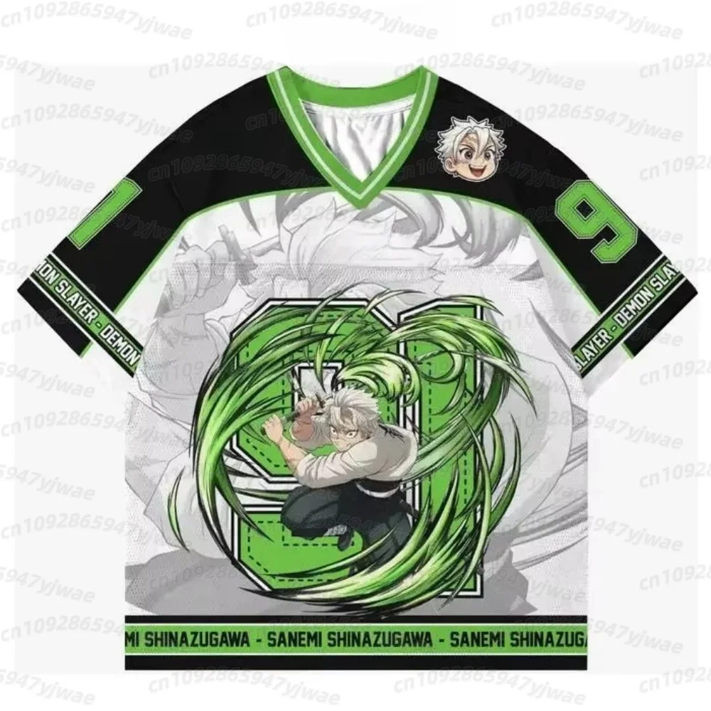 2026 Trendy Demon Slayer Anime Series Number Jersey Oversize Daily Unisex Tees Retro Korean Style Baseball Hockey MEN T-shirt view 5