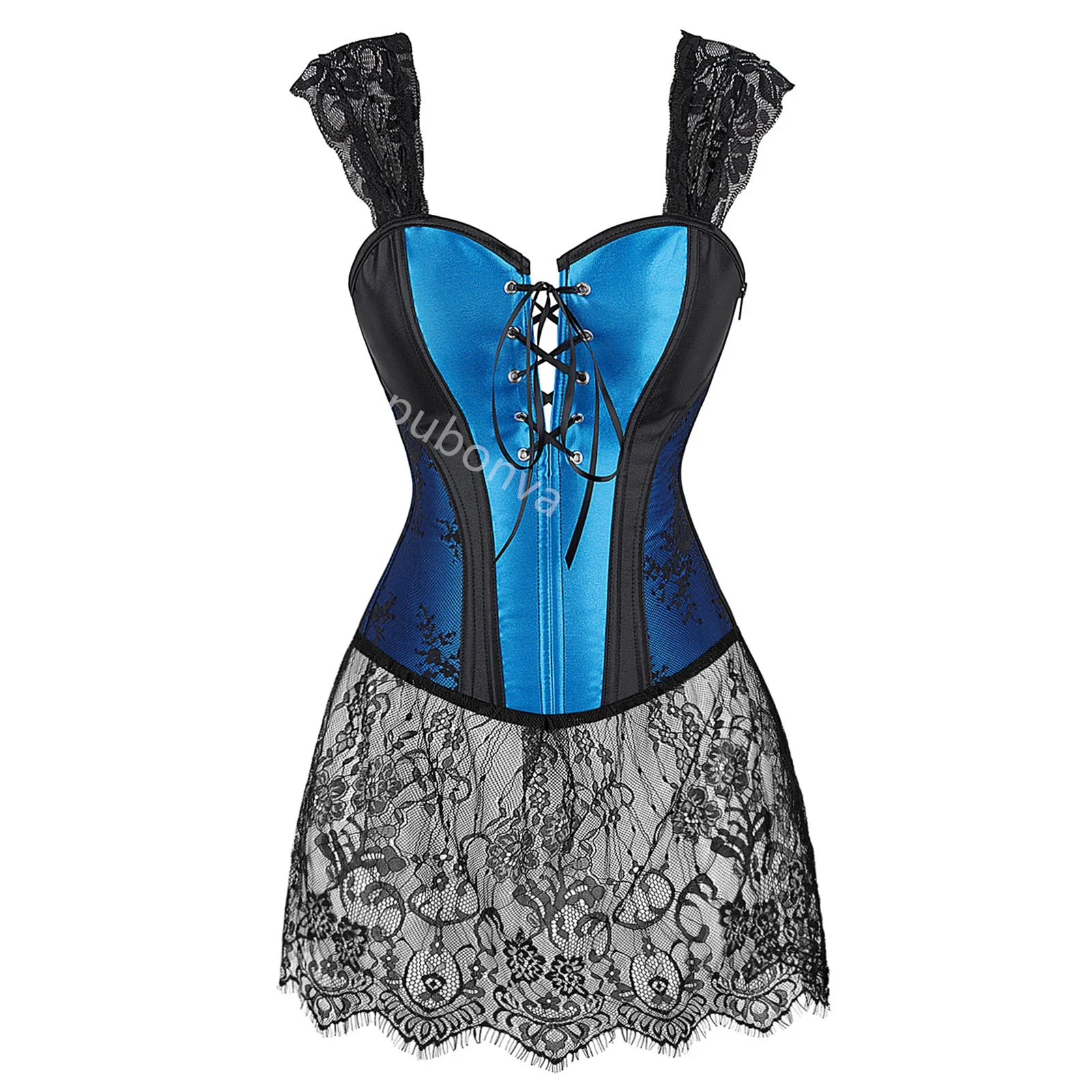 

Corset Dress Plus Size Top Bustiers Overbust Women Sexy Gothic Lace Lingerie Outfit Burlesque Halloween Black Red Green Blue