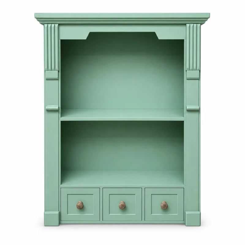 Vintage Sage Green MDF Wall Cabinet with 3 Drawers, Tabletop Display Shelf for Kitchen Bathroom Entryway Decor