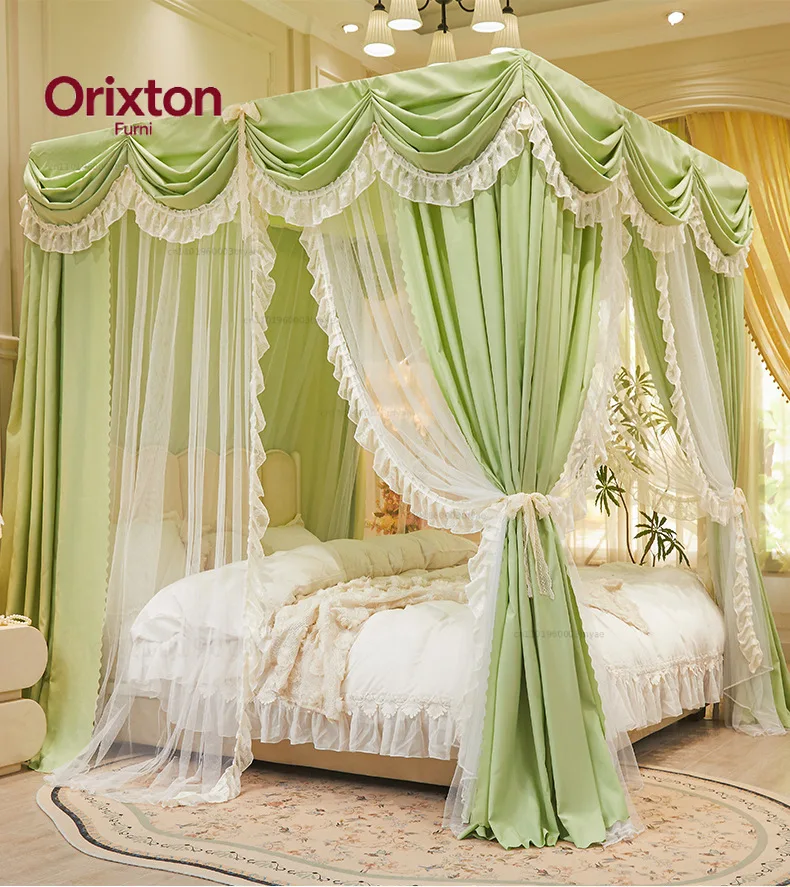 New Wedding Palace Mosquito Net with Frame Romantic Princess Shading Bed Curtain Canopy Nets Three-door for Girls