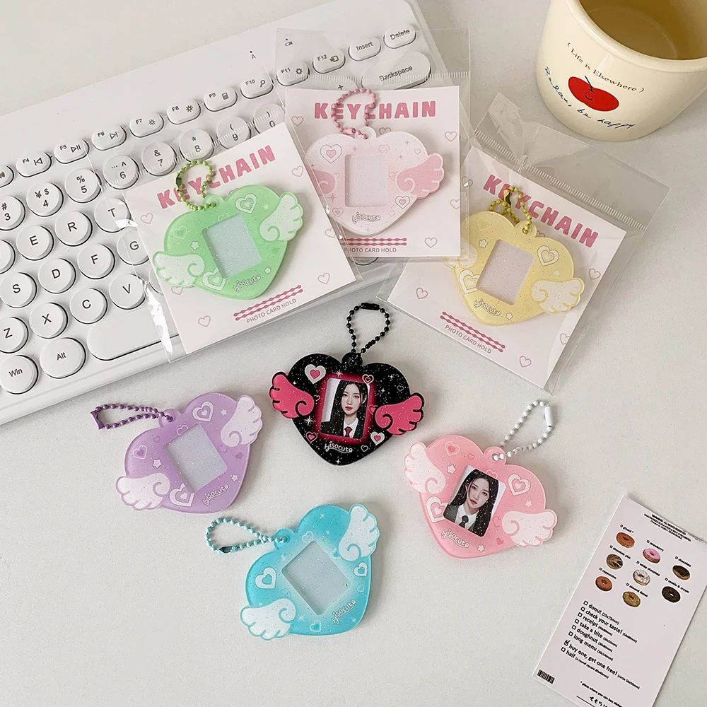 Photo Keychain Holder Y2K Key Chain Charm Accessories DIY Picture Photo Frame Key Rings Mini Photo Album Keychain Kpop Things