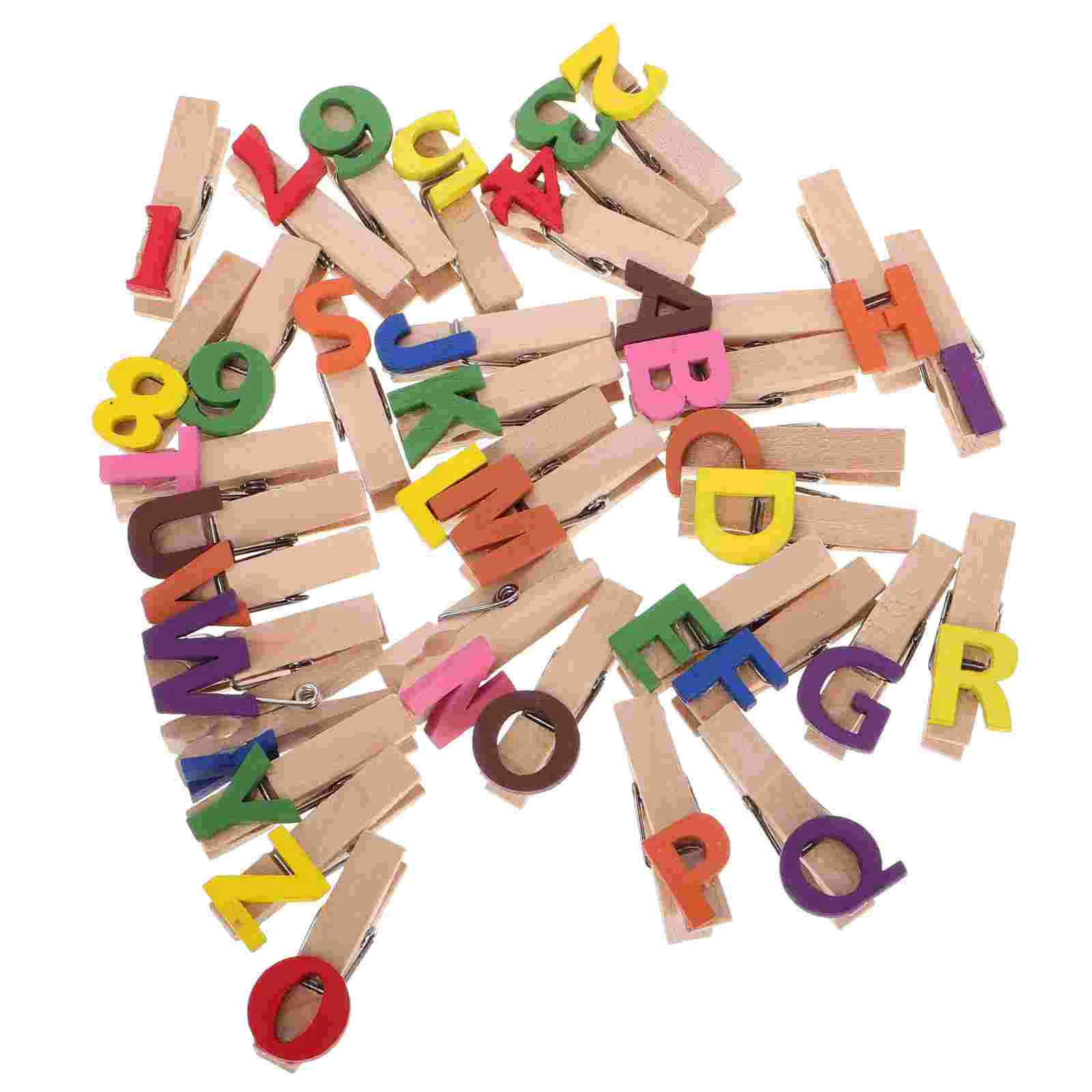 35 Pcs Whisk Alphanumeric Clip Wood Clips Heavy Mini Close Pins Clothes for Baby Shower Small Clothespins Classroom