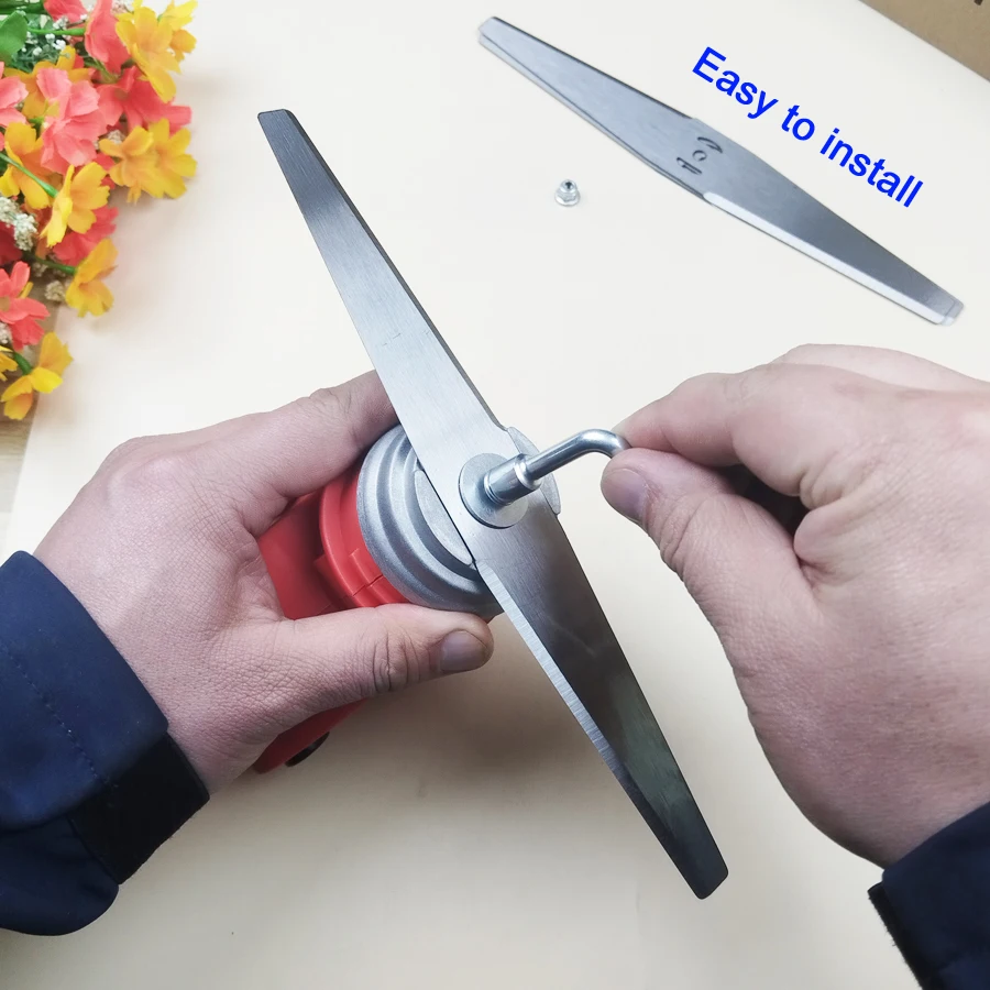 3 шт., 9,7-дюймовое лезвие для кошения газона с одним словом и 5 аксессуарами, монтажное отверстие M5 мм, простое в установке, утолщенная марганцевая сталь, прочный, двусторонний дизайн, подходит для легкого прополки сада, обрезки сада, кошения газона