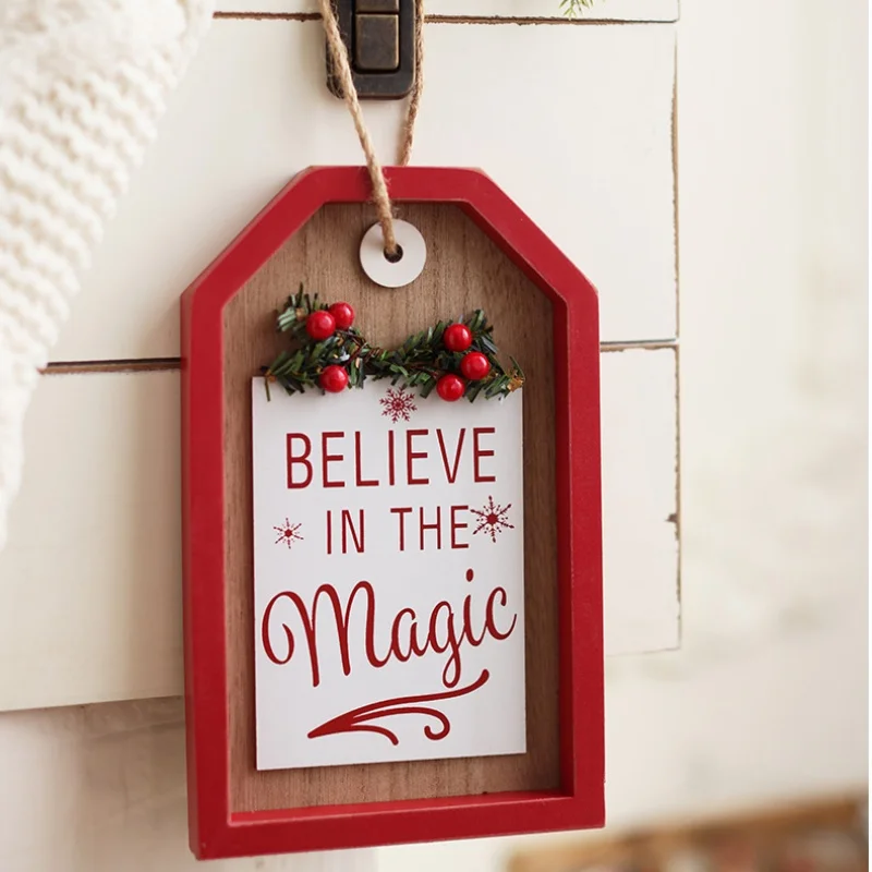 

Christmas Wooden Door Hanging American Retro Wall Hanging Coffee Shop Door Hanging Window Christmas Scene Arrangement Props
