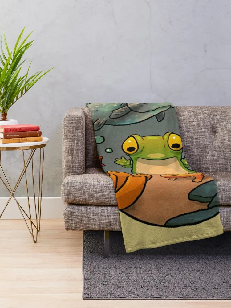 Copy of aquarium octopus whale shark frog artwork asian style Throw Blanket Bed Fashion Sofas blankets and throws Blankets