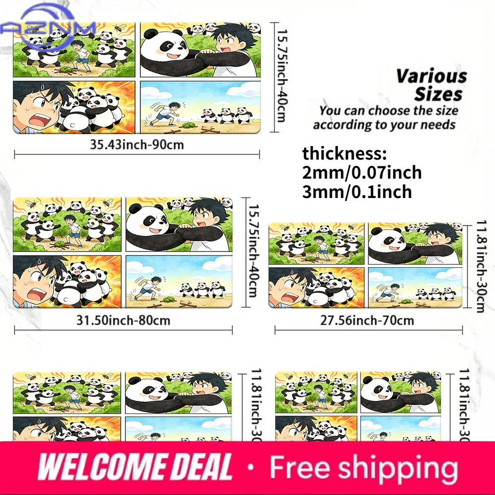 

Anime Boy vs Pandas Comic Strip Playmat Non-Slip TCG Card Game Mat