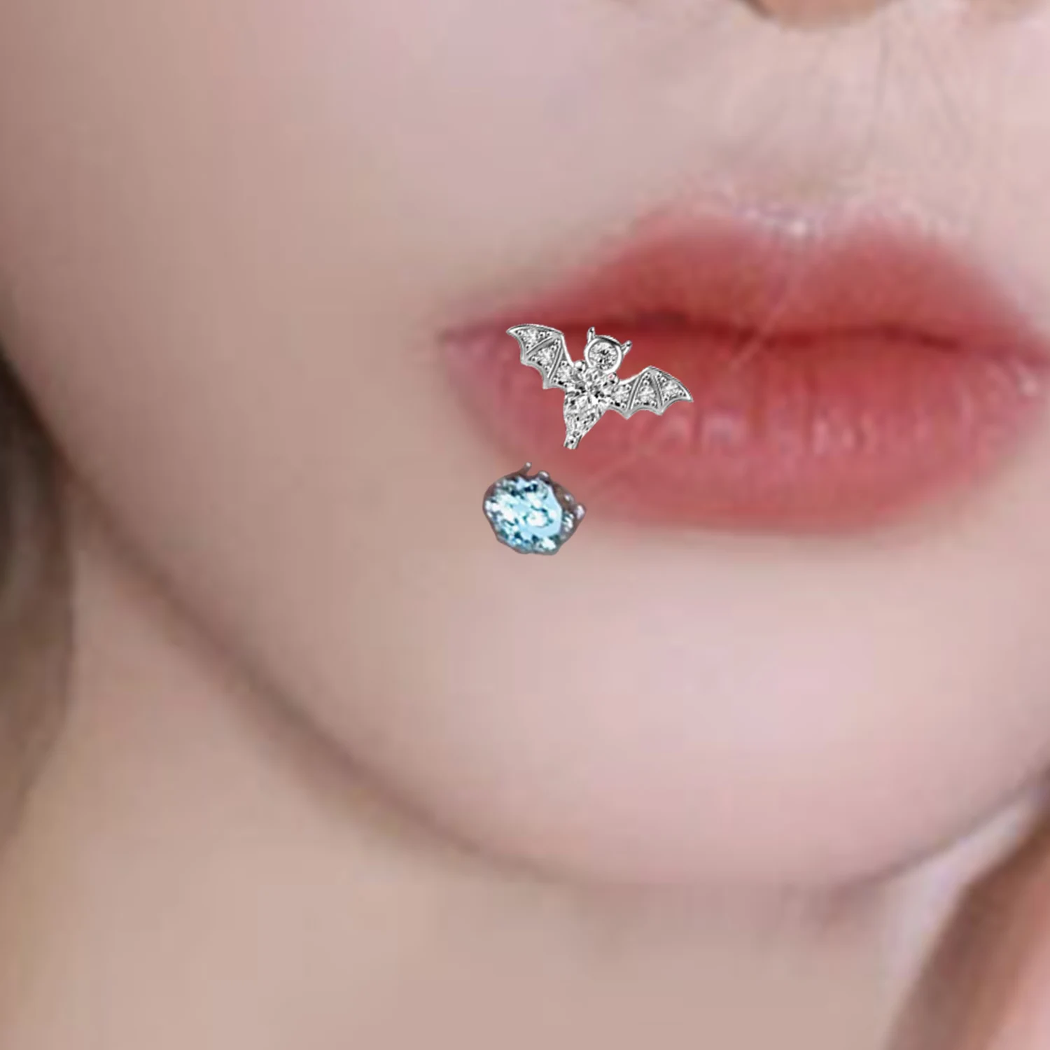 1Pcs Stainless Steel Piercing Lip Ring Bat Butterfly C- Shaped Lip Stud for Women Girl Fashion Gothic Lip Piercing Body Jewelry